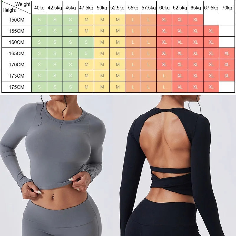 Cloud Hide Yoga Shirt Sexy Back Long Sleeve — Gray | KIMLUD