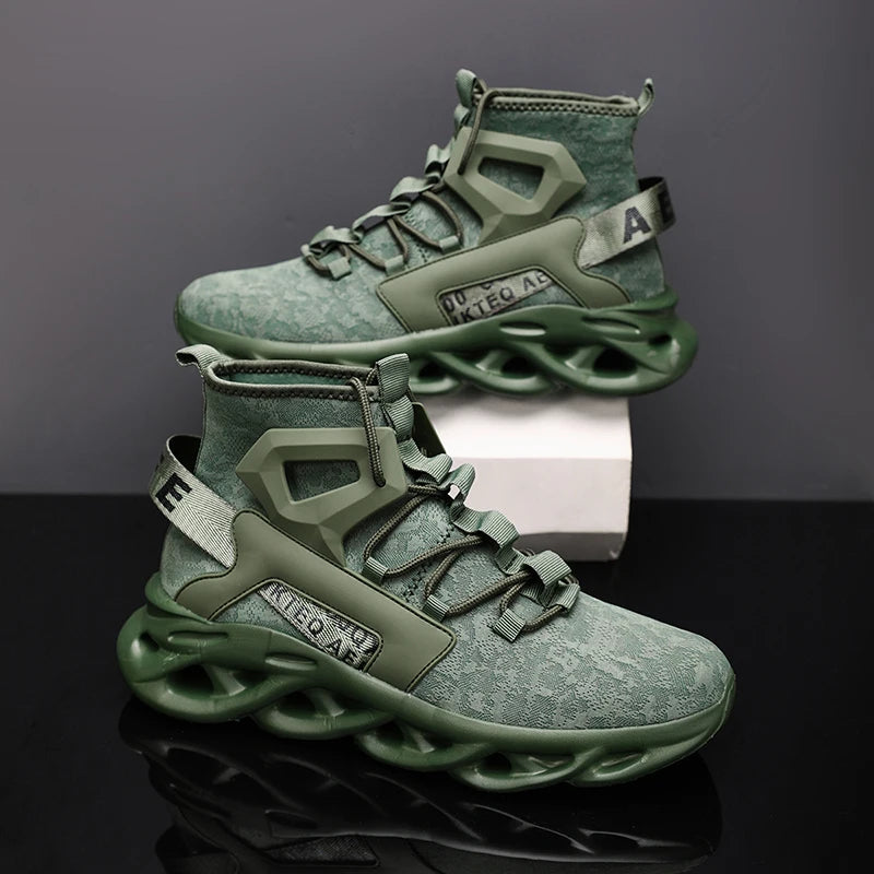 Mens Running Shoes New High Top Plus Size Breathe Mesh Sneakers Cushioning Soft Sole Trendy Casual Tennis Shoes for Men