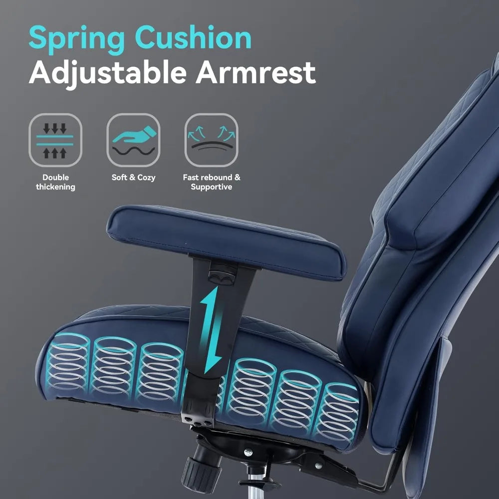 KIMLUD, Ergonomic High-Back PU Leather Executive Chair with Footrest, Suitable for Big and Tall, Supports Up to 400lbs, Lumbar Support f, KIMLUD Womens Clothes