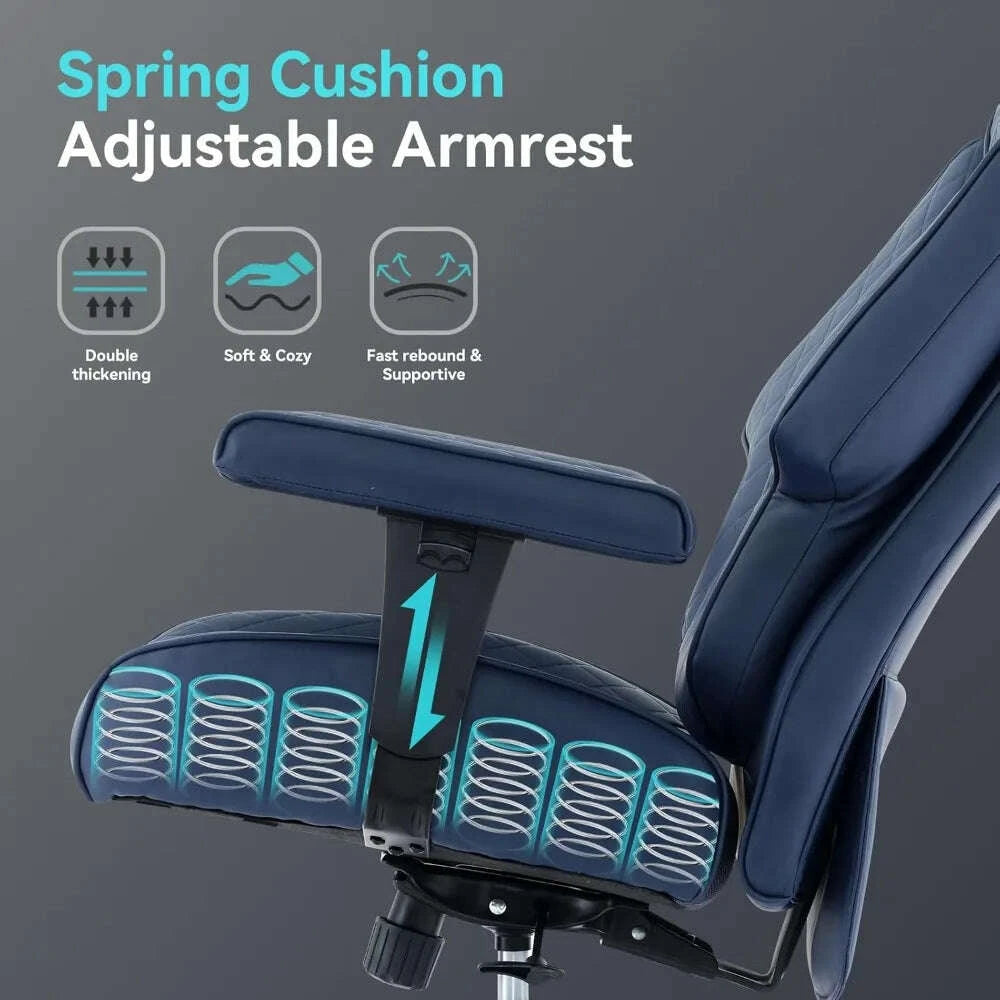 KIMLUD, Ergonomic High-Back PU Leather Executive Chair with Footrest, Suitable for Big and Tall, Supports Up to 400lbs, Lumbar Support f, KIMLUD Womens Clothes
