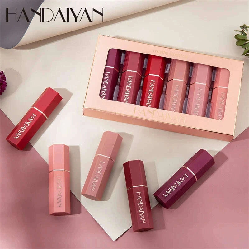 handaiyan-6pcsbox-velvet-matte-lipstick-kit-lips-makeup-nude-lip-stick-make-up-cosmetics-foggy-matt-tint-lip-balm-cream-pigment-kimlud-kimlud-33913915