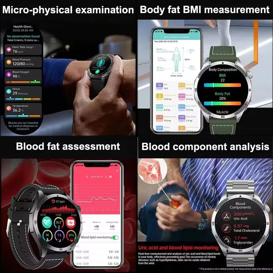 2025 New For Huawei ECG+PPG Laser Treatment Health Smart Watch Three highs Clock Blood pressure Heart rate Men HD Call Bracelet