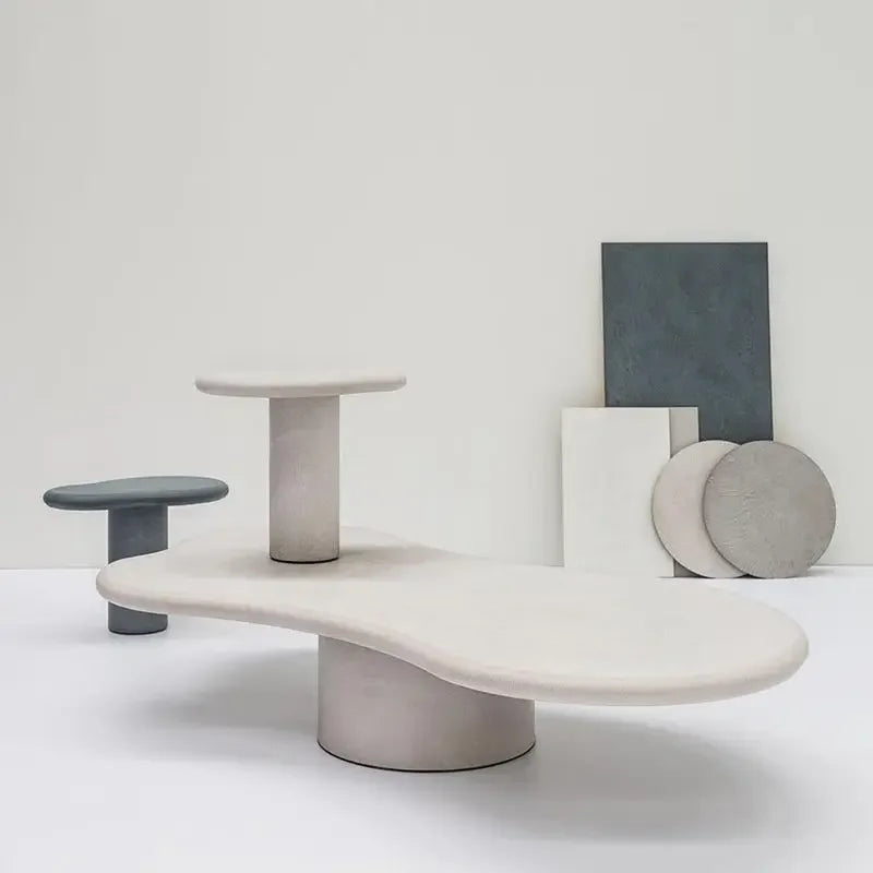 Nordic Wind Wood Art Coffee Table Cloud Shaped — Beige | KIMLUD