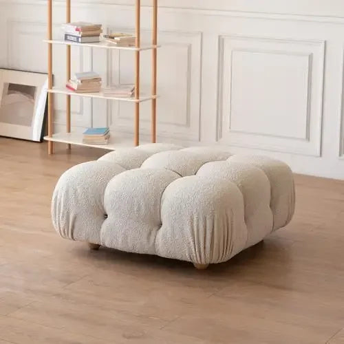 Fabric Block-Style Modern Minimalist Sofa For Compact Balcony Living — White | KIMLUD
