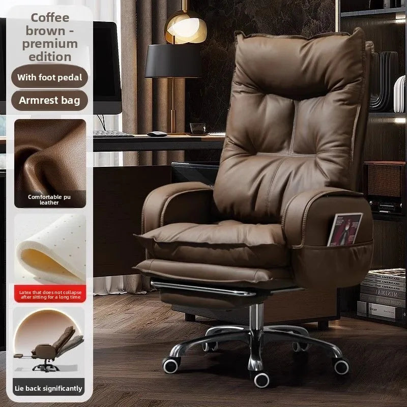 Ergonomic Office Furniture Chair with Latex Cushion PU Leather Executive Desk Chair Adjustable Swivel Chair Home Office