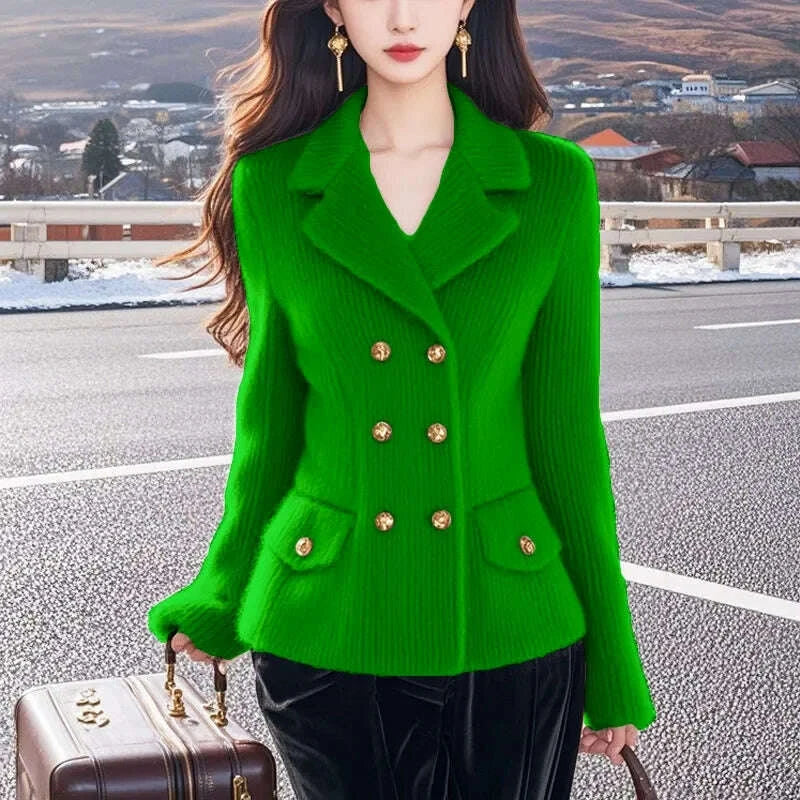 KIMLUD, Autumn Winter Knitwear Mink Hair Sweater Women 2025 New Fashion Loose Casual Tops Button Pure Colour Pink Outerwear Female, KIMLUD Womens Clothes