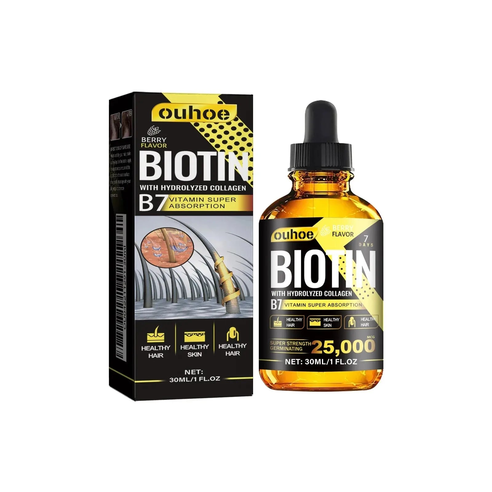 Collagen B7 Hair Growth Essential Oil Scalp Treatment Set — Amber-Gold | KIMLUD