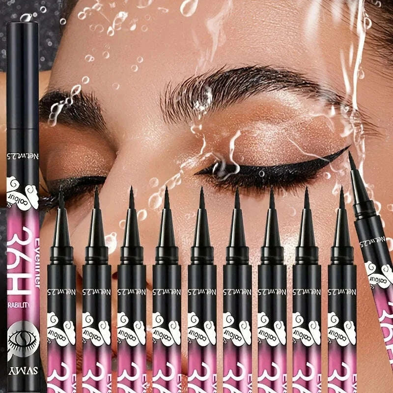 KIMLUD, 12 PCS Hot Make Up Ultimate Black Liquid Eyeliner Long-lasting Waterproof Eye Liner Pencil Pen Nice Makeup Cosmetic Beauty Tools, KIMLUD Womens Clothes