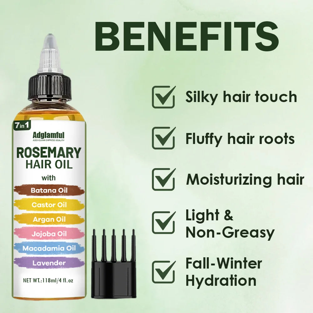 Rosemary-Infused No-Rinse Hair Oil Set With Comb — Amber | KIMLUD