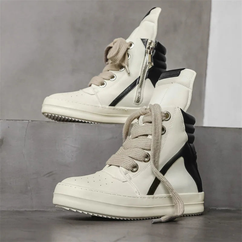 Men High Top Boots Autumn Winter Men's Shoes Street Trend Retro Motorcycle Boots Versatile Sports Casual Board Shoes