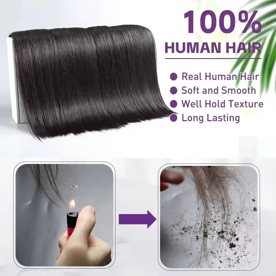 Human Hair Bone Straight Bundles Weft — Black | KIMLUD