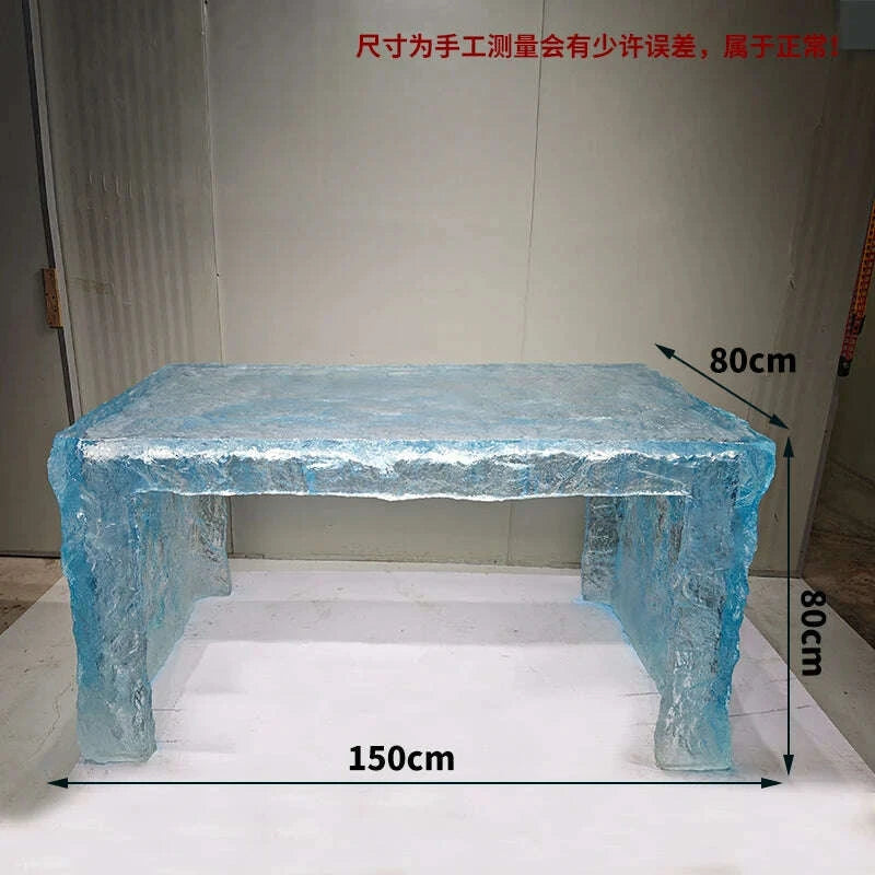 KIMLUD, Premium Light Luxury Transparent Resin Hotel Front Desk Restaurant Villa Kitchen Partition Luminous Crystal Glacier Island Table, KIMLUD Womens Clothes