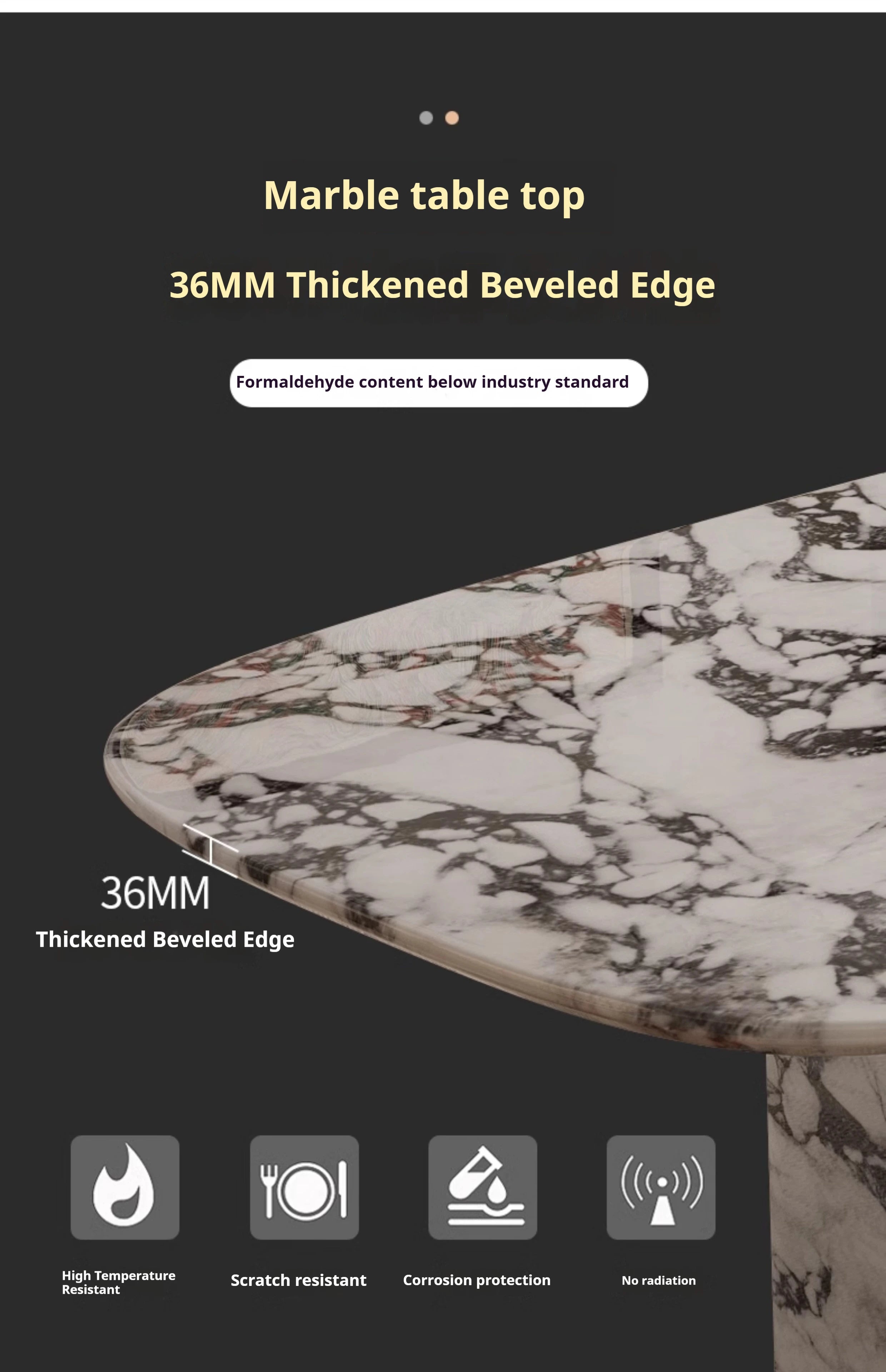 Luxury French Rectangle Marble Table, Cream Aesthetic Designer Villa Furniture, Trendy Natural Stone Dining Table