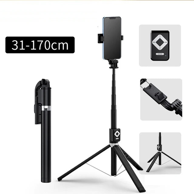 1.7m Extendable live Tripod Selfie Stick Support LED Ring Dual light mirror Stand 4 in 1 Phone Mount for iPhone X 8 11 Android