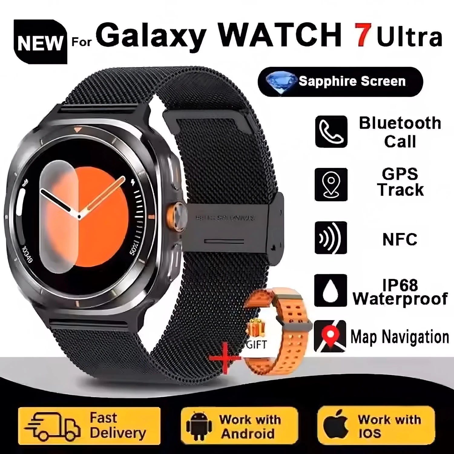 32GB DT Watch 7 Ultra Memory GPS NFC Local Music Bluetooth Call Compass Bluetooth Smart Watch For Android For Men Women 2025 NEW