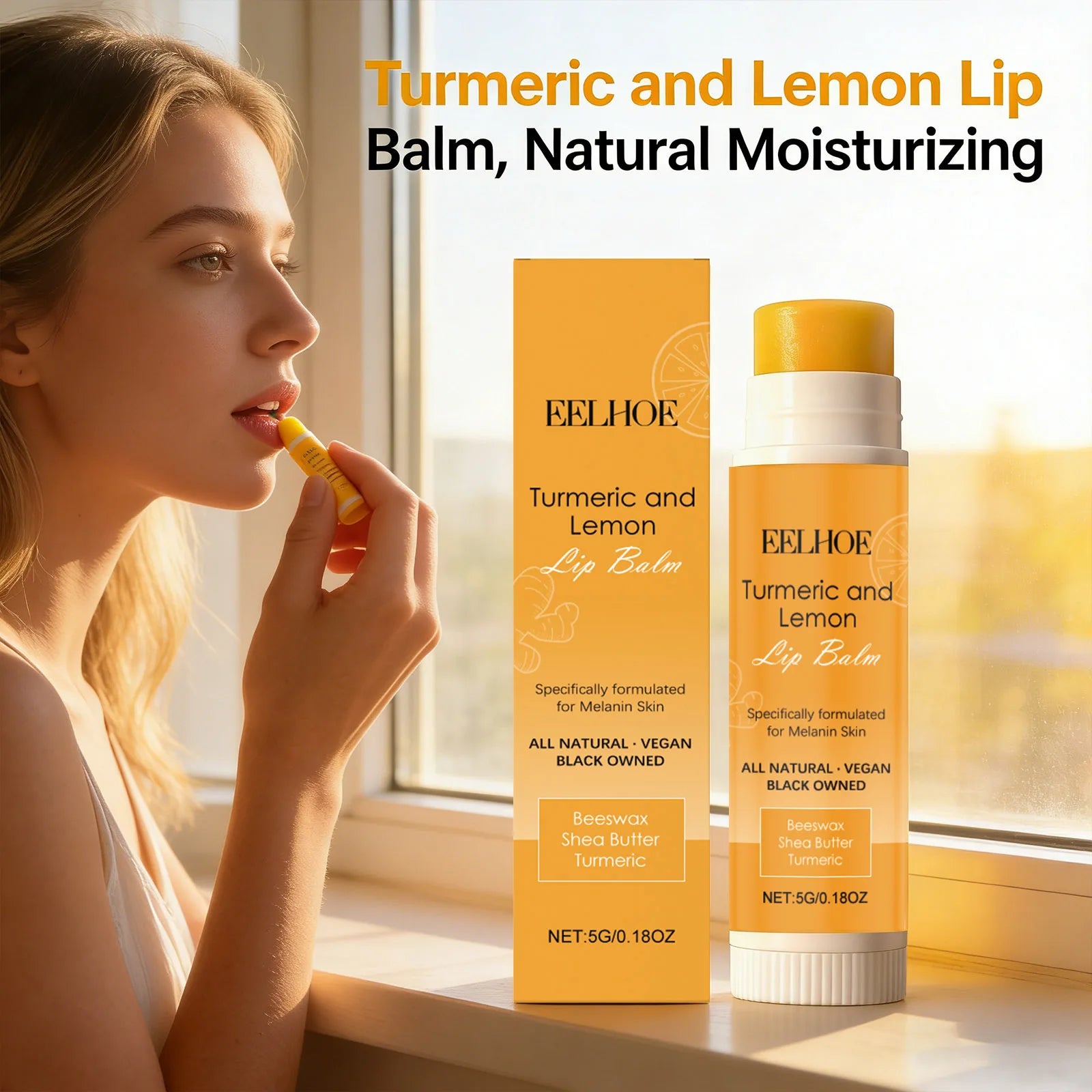 Turmeric Lemon Lipstick Soften Soothing Lip Skin Relieve Lip Dryness Brighten Improve Dullness Exfoliating Moisturizing Lip Balm