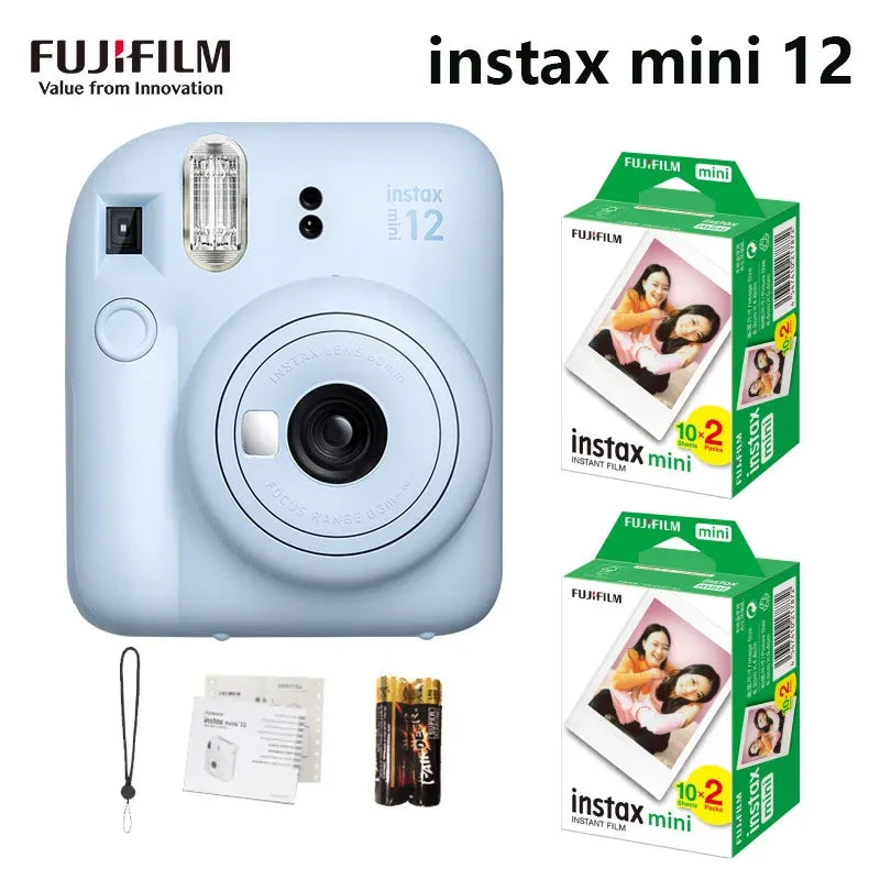 Genuine Fujifilm Instax Mini 12 Instant Camera With 20 Sheets Mini Film Paper Camera Shoulder Strap Bag Accessories Gift Suit