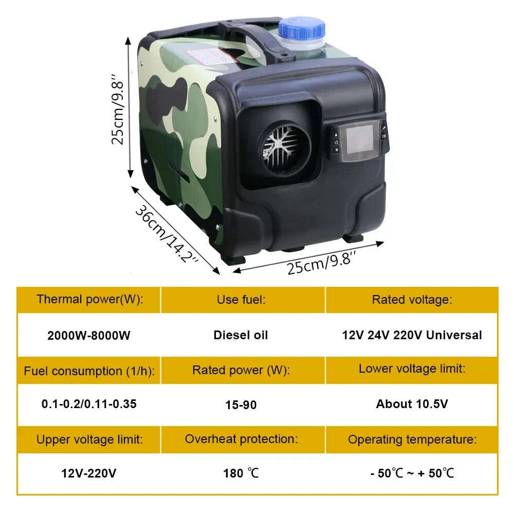 KIMLUD, 12V 24V 8000W Car Heater Air Diesel Heater Aluminum Shell Air Parking Heater Warmer Wireless LCD Remote Control Engine Preheater, KIMLUD Womens Clothes