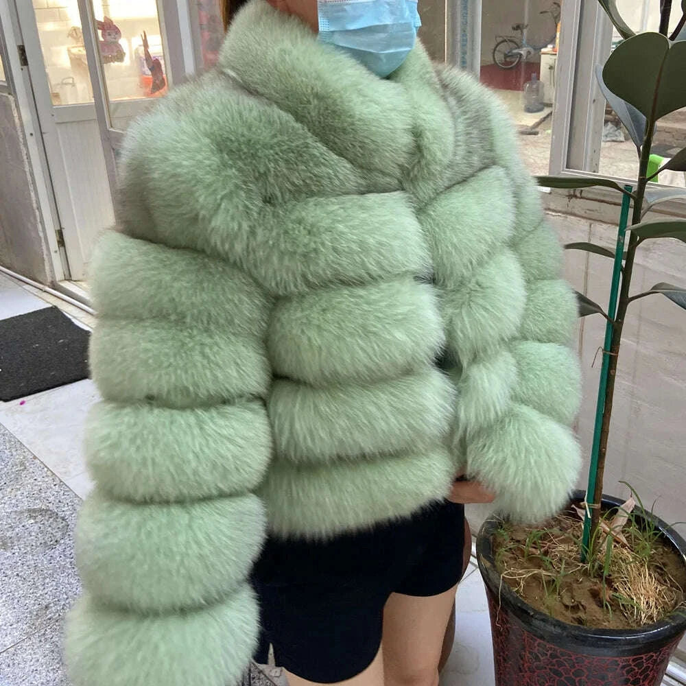 KIMLUD, QUEENTINA Fox Fur Coat Real Winter New Outwears Women's Fashion Luxury Jacket High Quality Clothing Natural And Stand Collar, KIMLUD Womens Clothes
