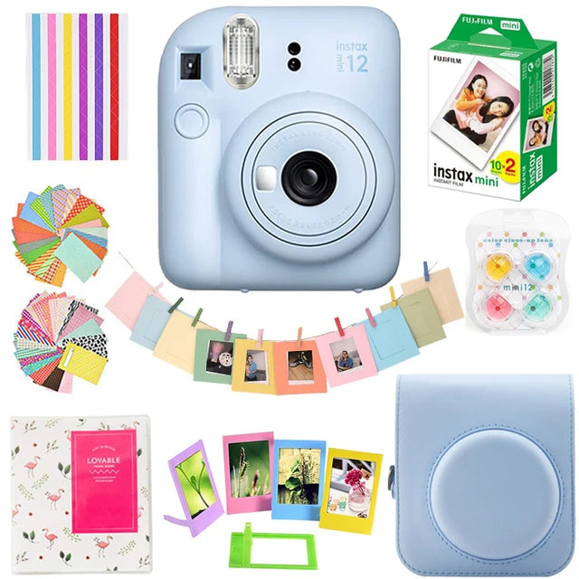 Genuine Fujifilm Instax Mini 12 Instant Camera With 20 Sheets Mini Film Paper Camera Shoulder Strap Bag Accessories Gift Suit