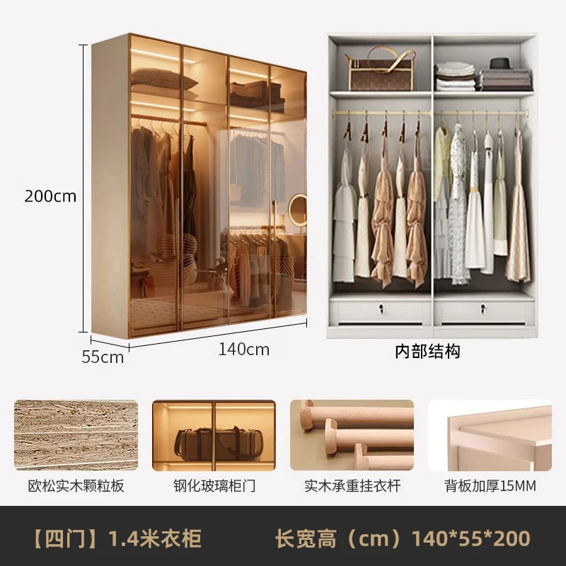 Fabric Open Closet Display Wooden Minimalist Modern Wardrobe Jewelry Cube Modular Wearable Storage Guarda Roupa Salon Furniture