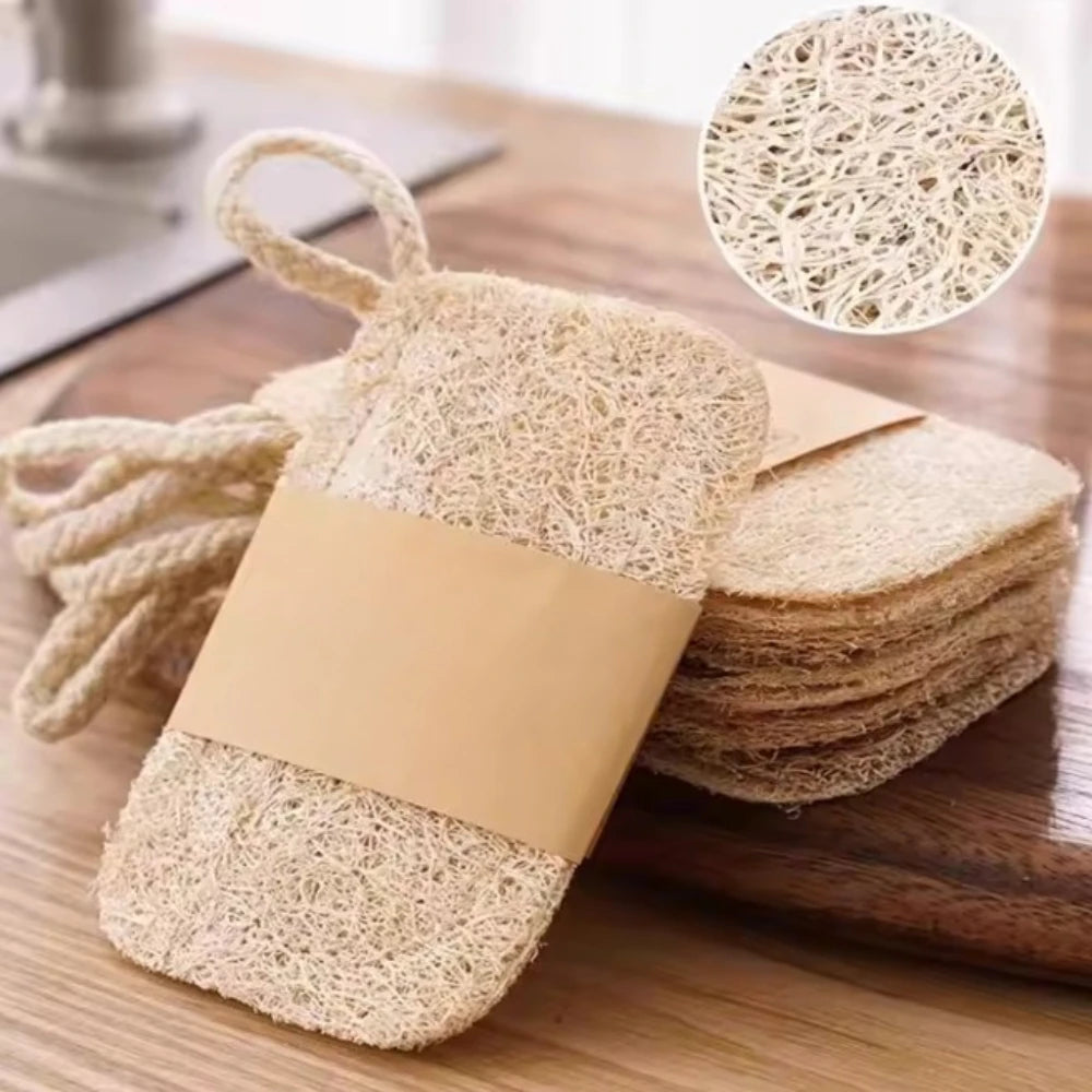 Natural Luffa DishTowel Washing Cloth Sponge Loofah Scrub Pad Dish Pot Oil Stain Removing Scrubber Kitchen Clean Brushes Pad