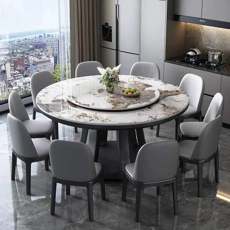 Marble Round Dining Table Pedestal Base — White | KIMLUD