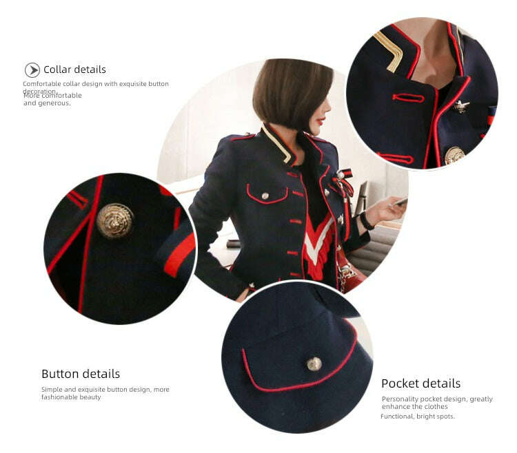 KIMLUD, Women's Korean-Style Short Coat for Autumn and Winter Stand-up Collar Slim Fit, KIMLUD Womens Clothes