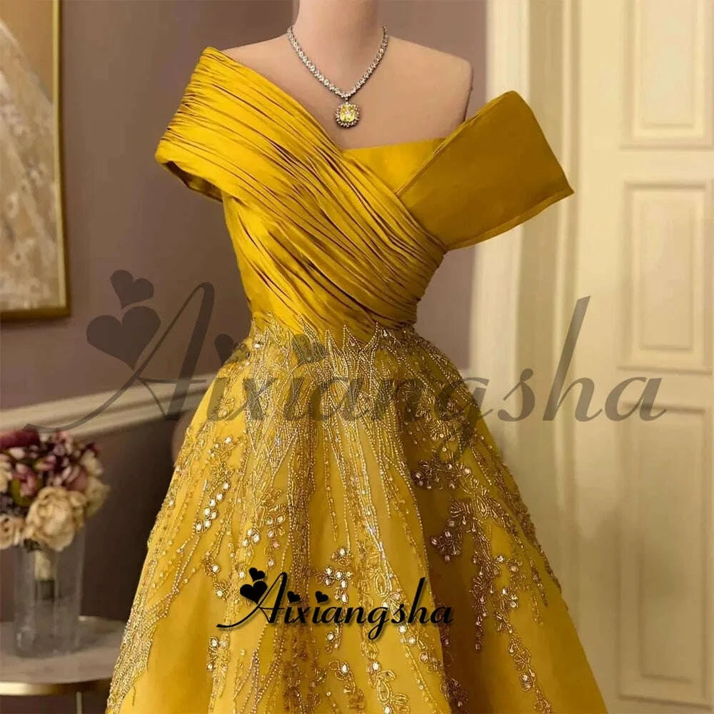 KIMLUD, Aixiangsha Glamorous Draped Prom Dresses Rhinestones Appliques Pleat Draped Asymmetric Corset Vestidos de Noche Customized, KIMLUD Womens Clothes