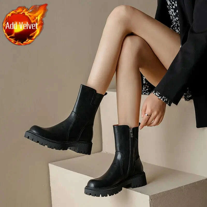 womens-half-high-boots-brown-round-toe-ladies-mid-calf-shoes-chelsea-flat-comfortable-and-elegant-winter-2024-novelty-cosplaykimlud-womens-fashion-34601736