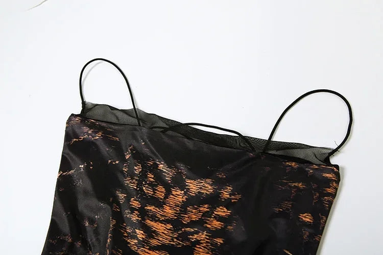 Maxi Dress Women Leopard Panelled Draped Backless Lace Up Sheath Long Robe Female Classic Party Club Vestidos