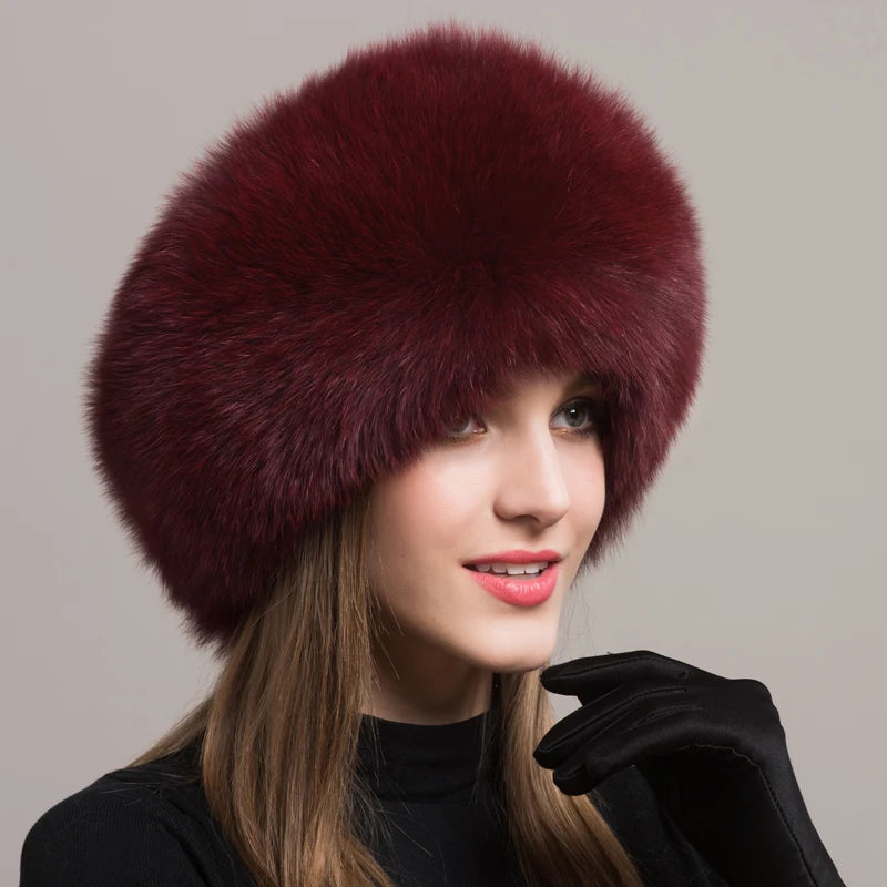 Fox Fur Hat – Real Fox Fur – Winter Warm Cap For Women | KIMLUD