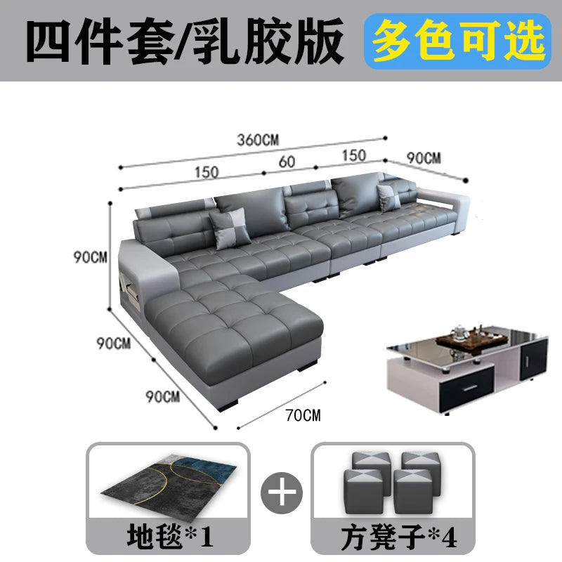 Latex Nano Three-Proof Fabric Sofa Modern Living Room — Slate Grey | KIMLUD