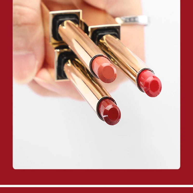 6 Colors Thin Tube Small Gold Bar Make Up Lip Stick Long Lasting Moisture Cosmetic Lipstick Lips Makeup Lipstick Cosmetics Batom