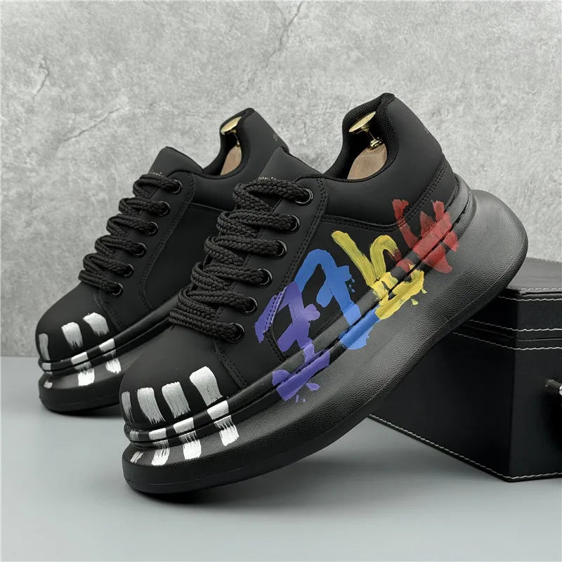 Men's Platform Sneakers – Height Increasing – PU – White | KIMLUD