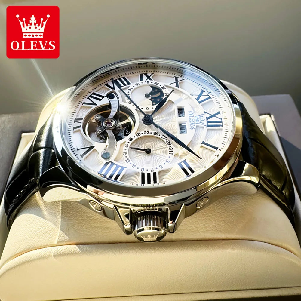 Moon Phase Mechanical Watch Automatic Self-Wind — Silver | KIMLUD