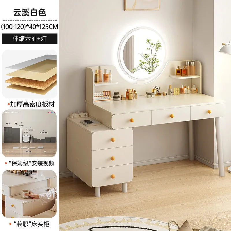European Modern Vanity Table Bedroom Drawers Storage Mirror Dressing Table Comfortable Cosmetics Vestidores Trendy Furniture
