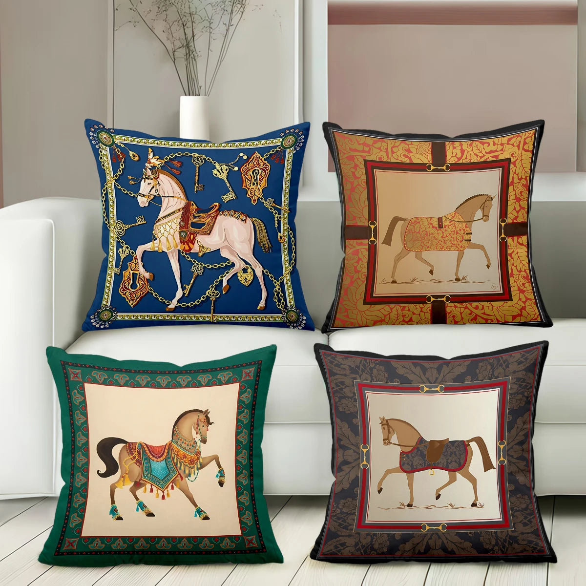 Stylish Horse Patterned Cushion Covers For Home Decor Polyester pillowcase, sofa decorative cushion cov Headboard Pillow