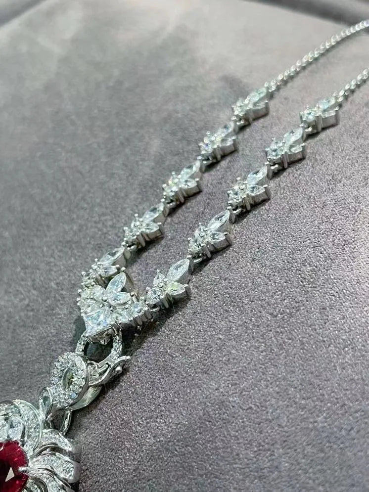 Heart Necklace – Zircon Inset – Sterling Silver | KIMLUD