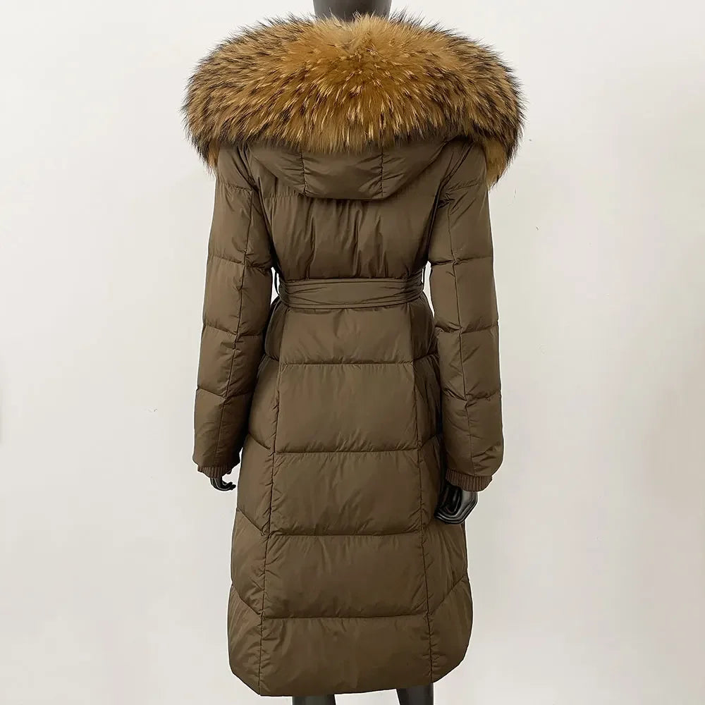 Down Coat – Fur Collar Hooded – Duck Down – White | KIMLUD