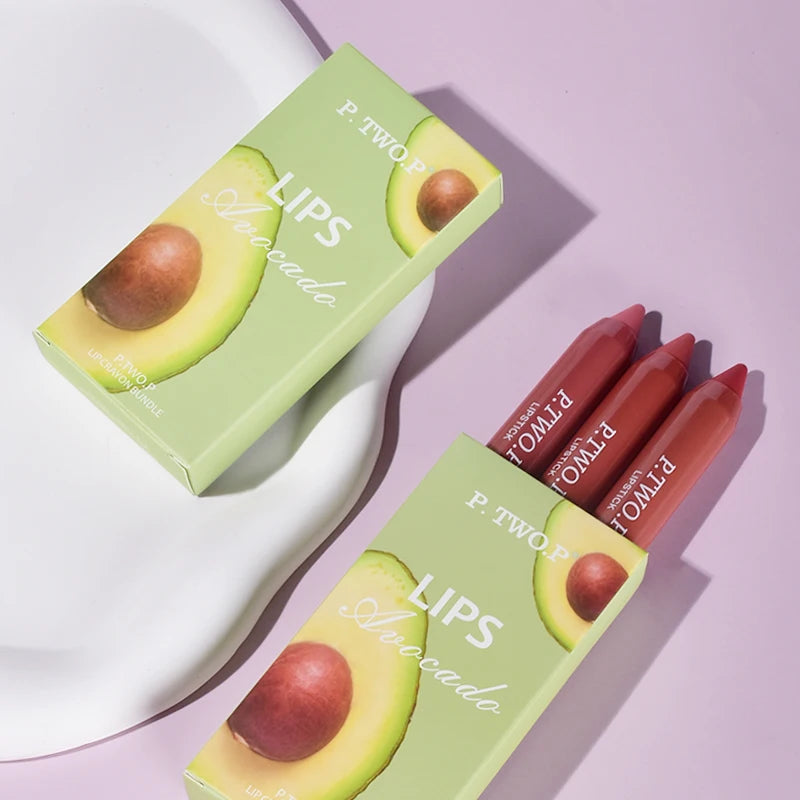 P.TWO.P 3 Pcs Lipstick Set Different Colors Sexy Long Lasting Waterproof Matte Lipstick Pencils Moisturizer Lips Makeup Kit Lip