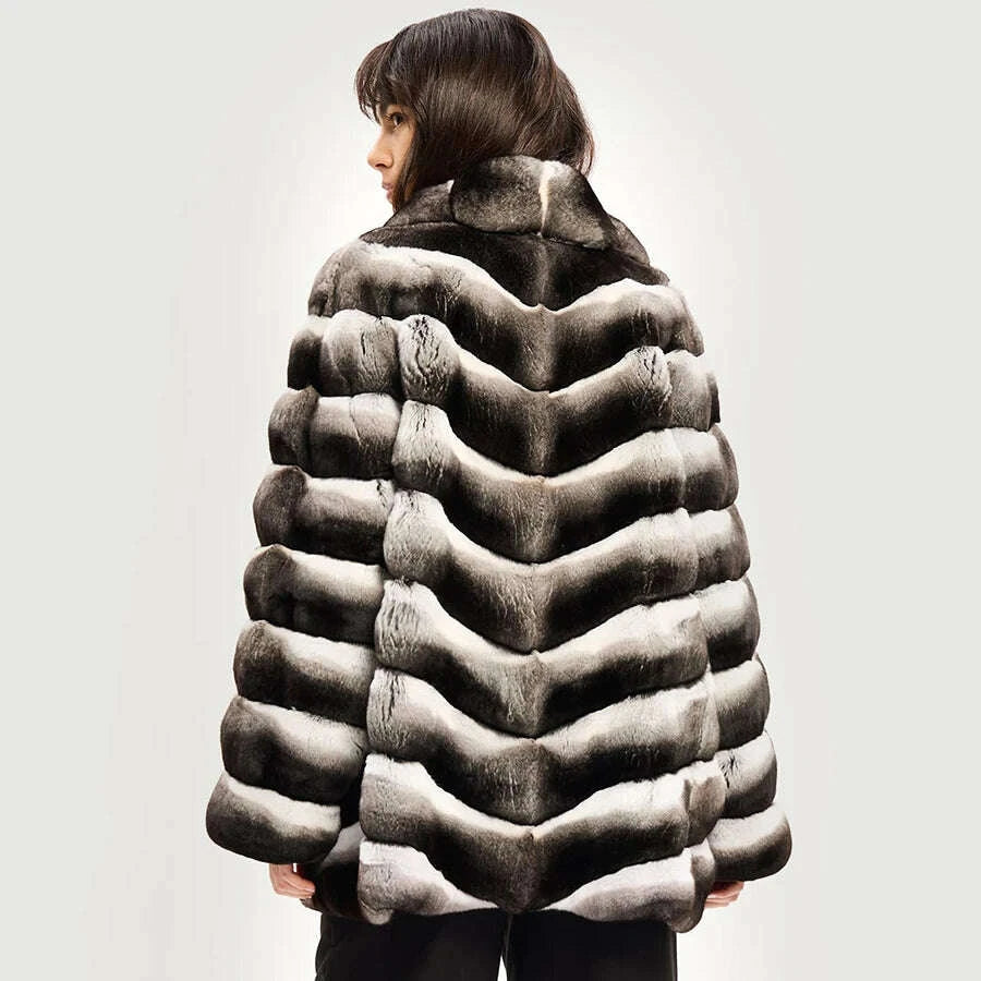 KIMLUD, Nature Rex Rabbit Fur Jackets For Womens Real Rex Rabbit Fur Coat With Lapel New Arrivals Real Rabbit Fur Jacket, KIMLUD Womens Clothes