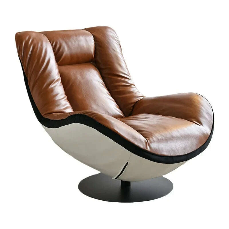 KIMLUD, Oil wax leather single sofa chair living room balcony leather casual lazy can lie down, KIMLUD Womens Clothes