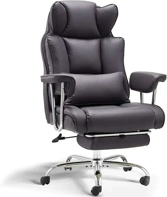 KIMLUD, ergonomic large-size executive reclining office chair with footrest and adjustable high back leather seat, KIMLUD Womens Clothes
