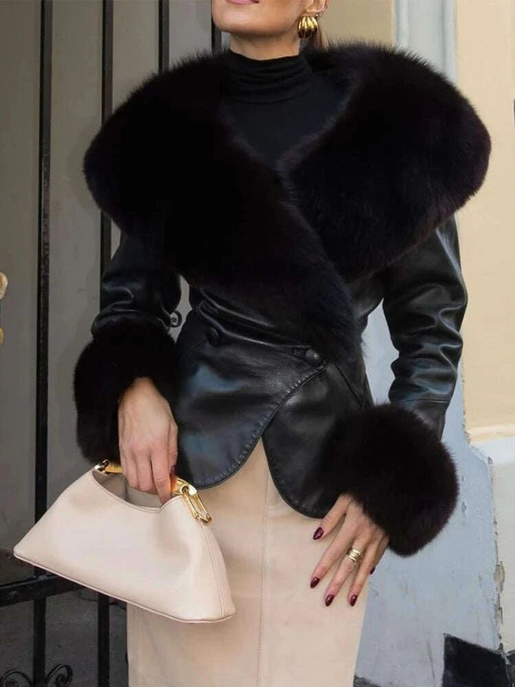 black-faux-fur-collar-leather-jacket-elegant-lapel-v-neck-waist-cinching-long-sleeved-short-coats-lady-winter-commute-coat-2025kimludkimlud-35573208