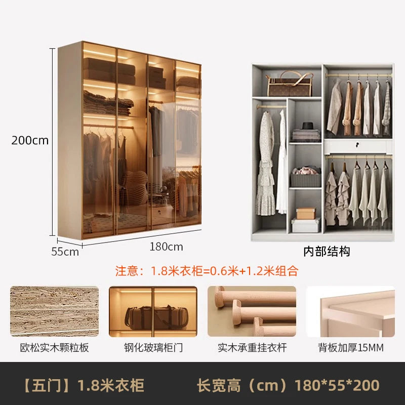 Fabric Open Closet Display Wooden Minimalist Modern Wardrobe Jewelry Cube Modular Wearable Storage Guarda Roupa Salon Furniture