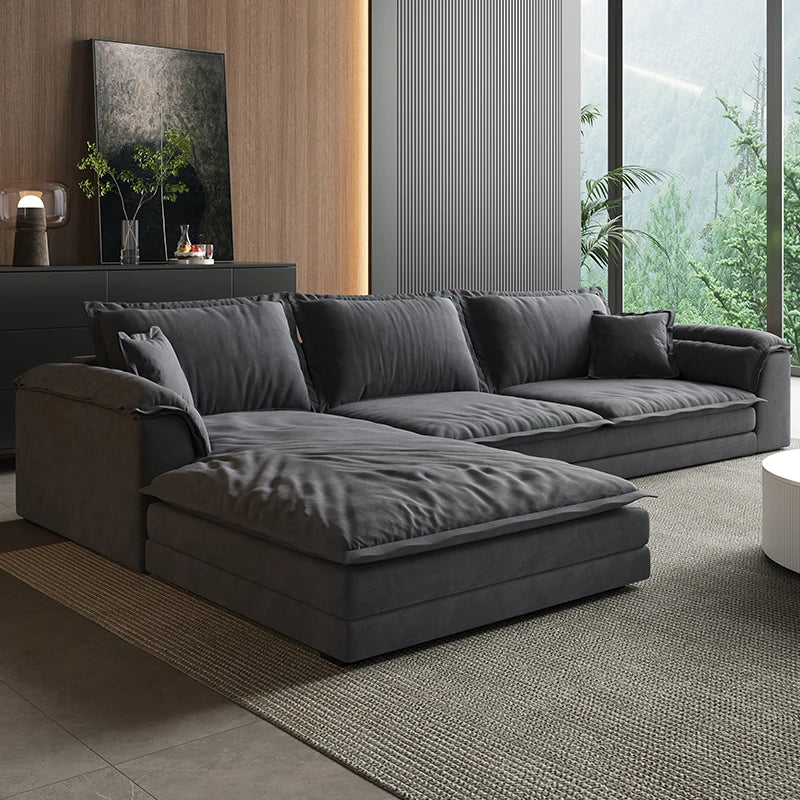 Nordic Romantic Sofa Bed With Down-Filled Cushions — Charcoal Gray | KIMLUD