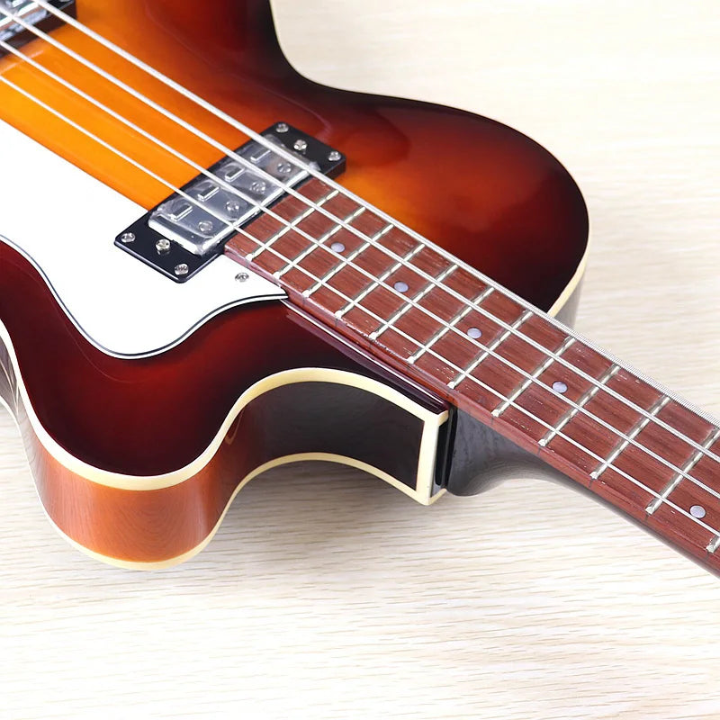 Flame Maple Violin Bass Guitar 41-Inch — Sunburst | KIMLUD