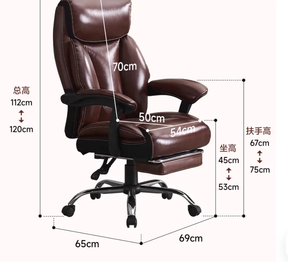 Leather Boss Chair Executive Swivel Office Chair With Height Adjustable Metal Frame — Black | KIMLUD