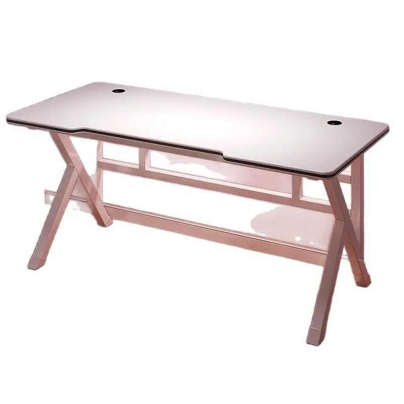 Wooden Ergonomic Gaming Desk For PC With Crimson Edge, Quiet Matte Finish, Cable Management — Black | KIMLUD